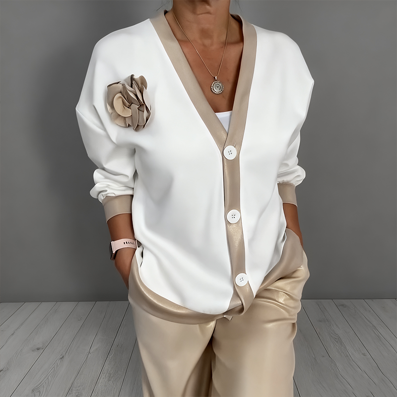 🔥 Oferta ograniczona czasowo – 💃 Dwuczęściowy zestaw damski z casualową bluzką z dekoltem w serek i spodniami z wysokim stanem 💞 DARMOWA DOSTAWA